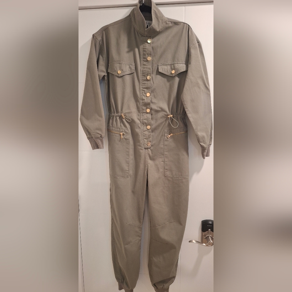 River Island Womens Olive Utility Jumpsuit with Drawstring Waist